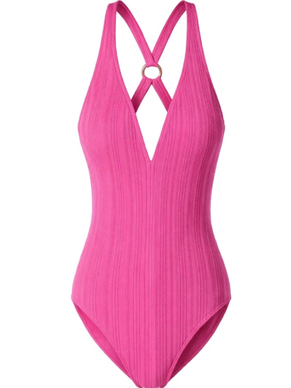 Michael Kors Women's Plunging V
Neck Cross Back Hot Pink One
Piece Swimsuit 6